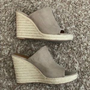 Taupe Wedges size 8.5 worn once/ slight toe marks